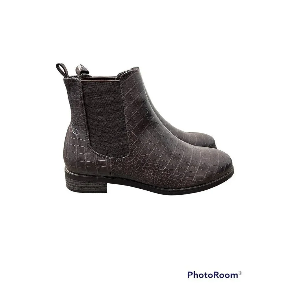 WESTCONNEX Faux Leather Ankle Boots Size EUR 38 US 8 Crocodile Pattern New (sk26